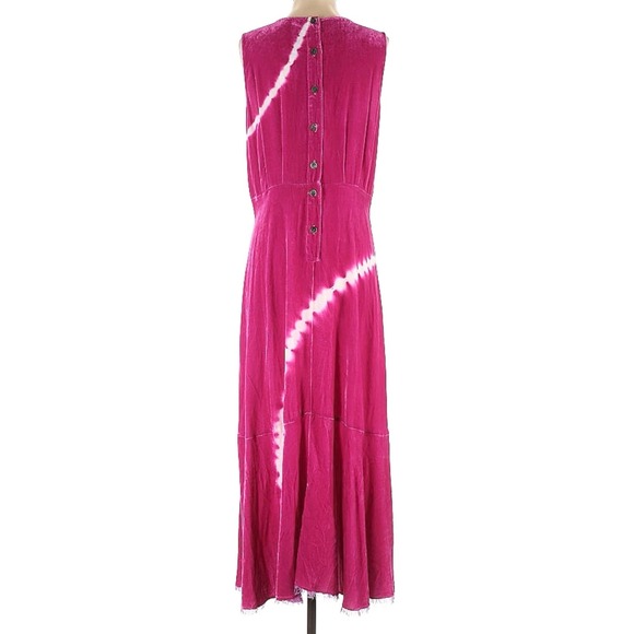 Raquel Allegra Frida Magenta Pink Velvet Lightening Tie Dye Maxi Dress 2… - Picture 7 of 10